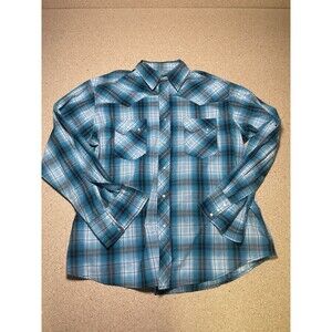Wrangler Western Pearl Snap Shirt Men’s Size XL Multicolor Blue Gray Plaid